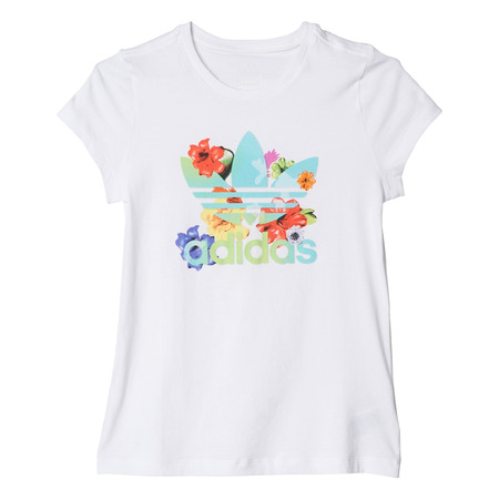 Adidas Originals Flower Trefoil Logo J Tee (Weiß/Multicolor)