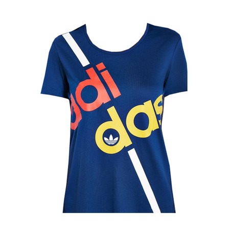 Original Damen Adidas Superstar Linear T-Shirt (marine)