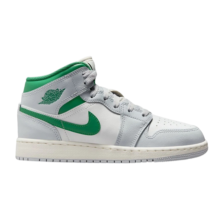 Air Jordan 1 Mid (GS) "White Pure Platinum Pine Green"