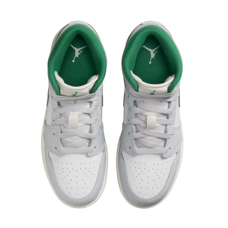 Air Jordan 1 Mid (GS) "White Pure Platinum Pine Green"