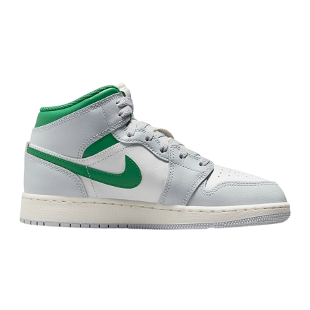 Air Jordan 1 Mid (GS) "White Pure Platinum Pine Green"