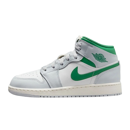 Air Jordan 1 Mid (GS) "White Pure Platinum Pine Green"