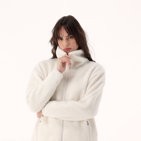 Campagnolo Women's faux fur teddy zip-up sweatshirt "Avorio"