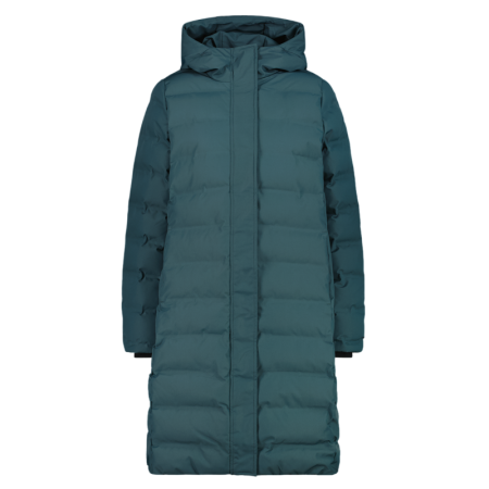 Campagnolo Women's long padded down jacket with hood "Trek Green"