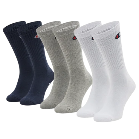 Champion 3 Pack Crew C Logo Socks "Navy-White-Grey"