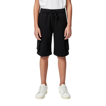 Champion Boys’ Cargo Shorts with Puff Print "Black"