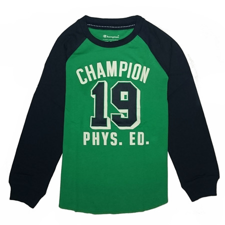 Champion Camiseta Niño M/L Atlhletic Logo Crewneck T-Shirt (verde)