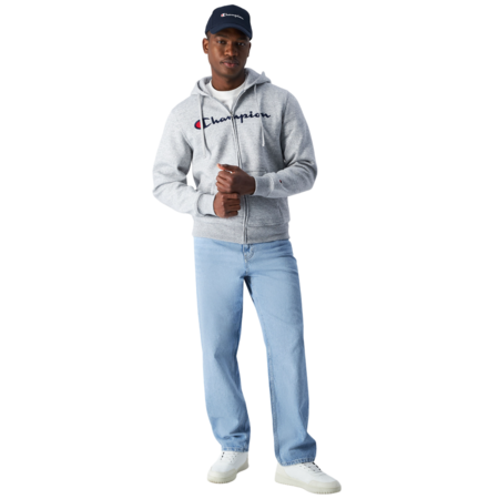 Champion bestickt Big Logo Fleece Full-Zip Hoodie "Light Grey"