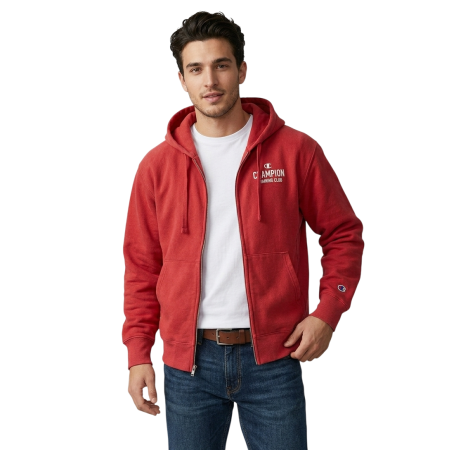 Champion Full Zip Hoodie Sweatshirt "Red"