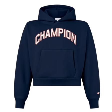 Champion Girls Graphic Logo Main Street Fleece Cropped Hooded "Navy"
