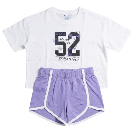 Champion Girls' Graphic Oversize Fit Set "White-Lavender"