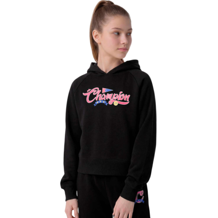 Champion Girls Hooded  Sweatshirt  graphic logo "Black-Pink"