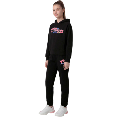 Champion Girls Hooded  Sweatshirt  graphic logo "Black-Pink"