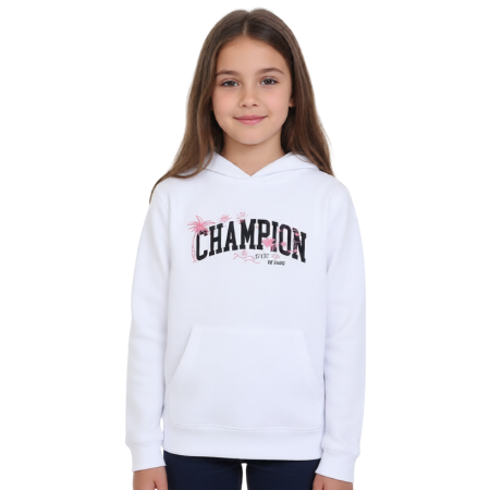 Champion Girls Hooded Sweatshirt  graphic logo "White"
