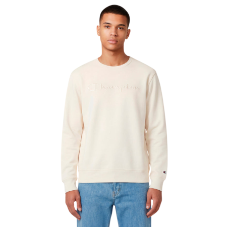 Champion Icons Men’s Lightweight Crewneck Sweatshirt with Tonal Logo "Cream"