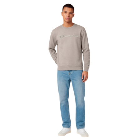 Champion Icons Men’s Lightweight Crewneck Sweatshirt with Tonal Logo "Warm Grey"