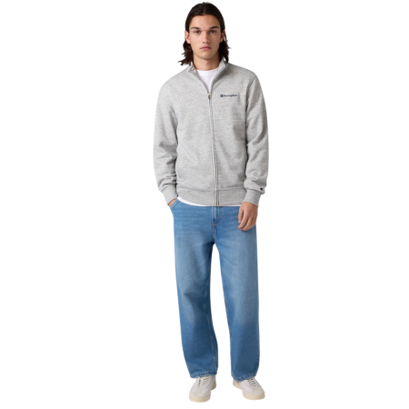 Champion Icons Small Embroidered Logo Hoodie Fleece Full-Zip "Medium Gray"