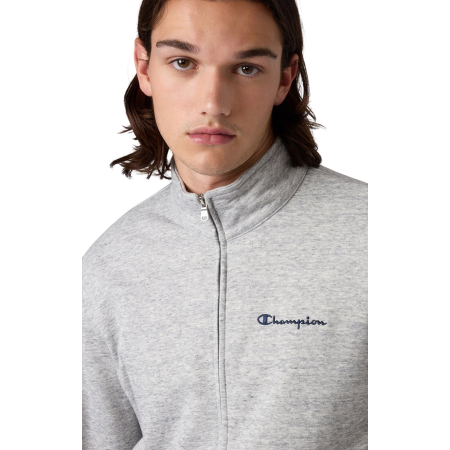 Champion Icons Small Embroidered Logo Hoodie Fleece Full-Zip "Medium Gray"