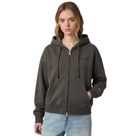 Champion Icons Women’s Full Zip Oversize Fit Hoodie Sweatshirt  "Dark Gray"