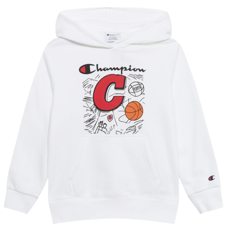 Champion Kids Basketball Maxi Graphic Logo Hoodie "White"