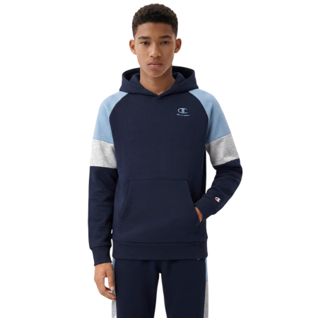 Champion Kids Colour Block Embroidery Logo Pullover Hoodie "Navy-Blue"