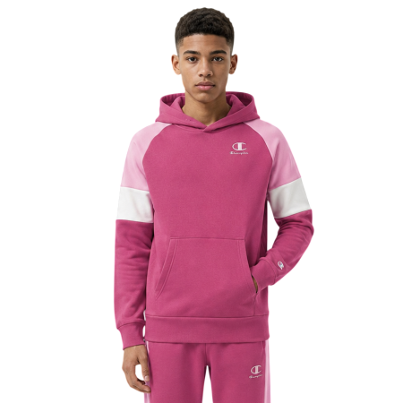 Champion Kids Colour Block Embroidery Logo Pullover Hoodie "Silken Raspberry-Pink"