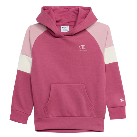 Champion Kids Colour Block Embroidery Logo Pullover Hoodie "Silken Raspberry-Pink"