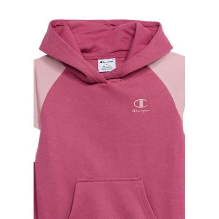 Champion Kids Colour Block Embroidery Logo Pullover Hoodie "Silken Raspberry-Pink"