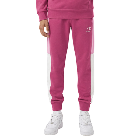 Champion Kids Colour Block Embroidery Logo Rib Cuff Pants "Silken Raspberry-Pink"
