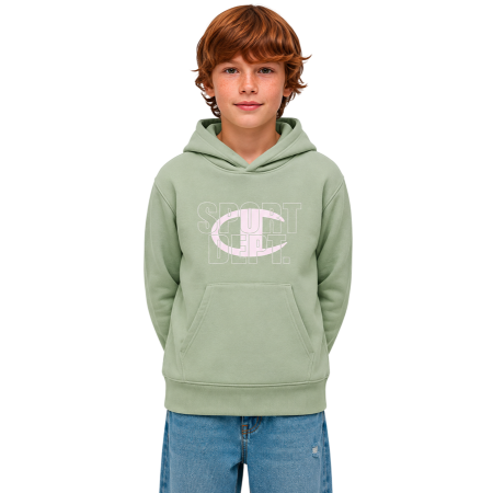 Champion Kids Graphic Logo Powerblend Fleece Hooded "Light Olive Green"