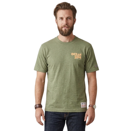 Champion Ocean Side Cotton Graphic Garment Wash T-shirt "Moss Green-Olive"