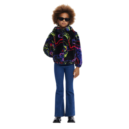 Desigual Girls Rainbow Fur Jacket "Tutti Fruti"