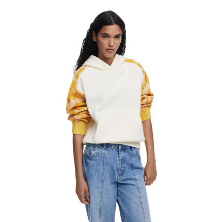 Desigual Jacquard Sleeve Sweatshirt "Cream"