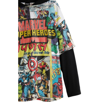 Desigual Marvel™ layering effect t-shirt "black"