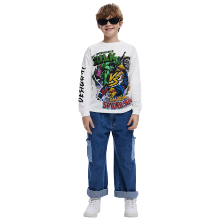 Desigual Marvel™ Long Sleeve T-Shirt "White"