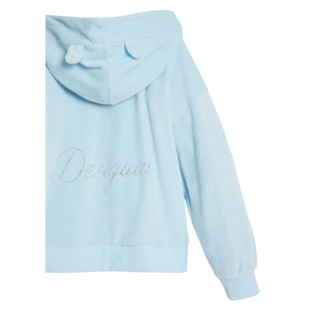 Desigual Sweatshirt with little ears and rhinestone logo "Aqua Blue"