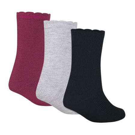 Jordan GIRLS SCALLOPED 3 pack Socks Lightweight "Sweet Beet"