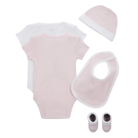 Jordan JHN Jumpman Infants Hat/Bodysuit/Bootie and Bid 5-Pc Set "Pink-White"