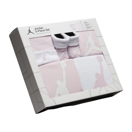 Jordan JHN Jumpman Infants Hat/Bodysuit/Bootie and Bid 5-Pc Set "Pink-White"