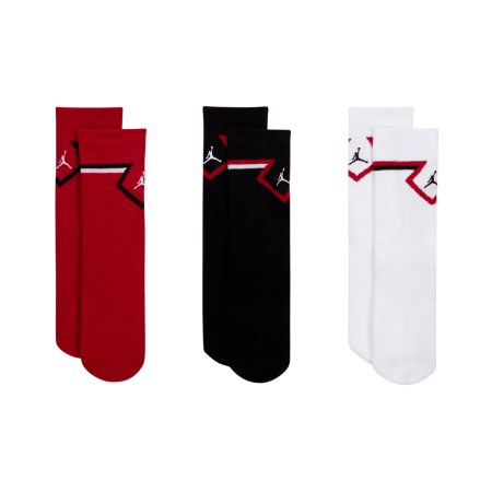 Jordan Kids Diamond High Crew Socks (3 Pairs) "Gym Red-White-Black"