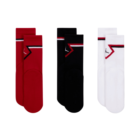 Jordan Kids Diamond High Crew Socks (3 Pairs) "Gym Red-White-Black"