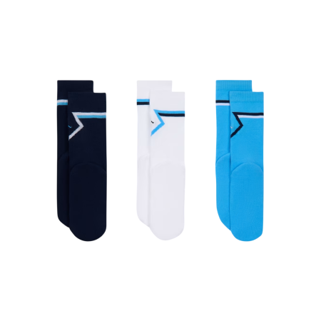 Jordan Kids Diamond High Crew Socks (3 Pairs) "University-White-Blue-Navy"