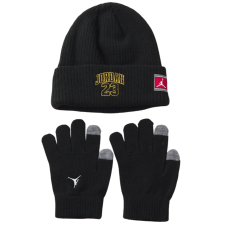 Jordan Kids JDB 23 Jersey Beanie and Gloves 2Piece Set "Black-Gold"