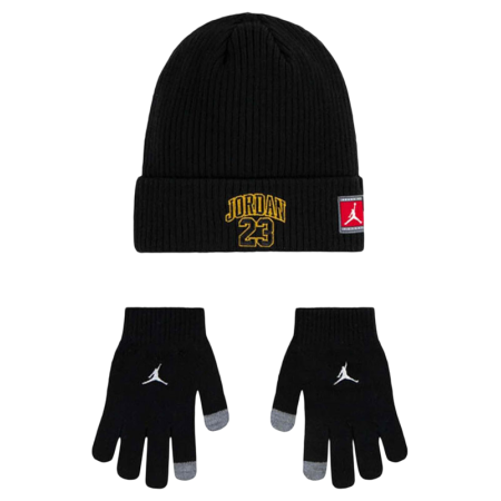 Jordan Kids JDB 23 Jersey Beanie and Gloves 2Piece Set "Black-Gold"