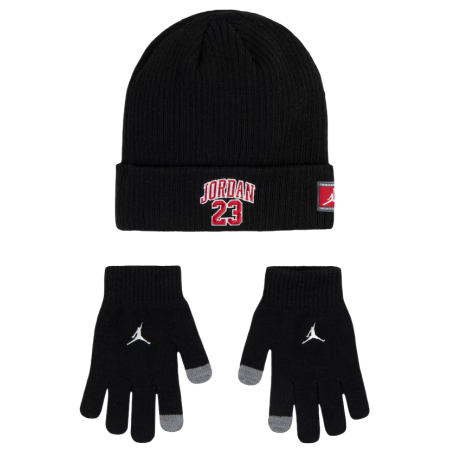 Jordan Kids JDB 23 Jersey Beanie and Gloves 2Piece Set "Black-Gym Red"