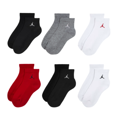 Jordan Kids JDB Everyday Essentials Ankle 6 PPack Socks "Gym Red"