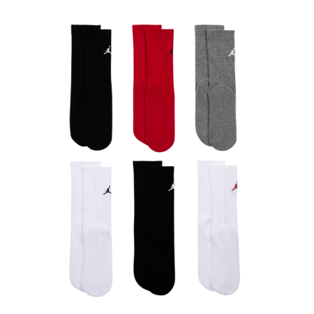 Jordan Kids JDB Everyday Essentials Crew 6 PPack Socks "Gym Red"