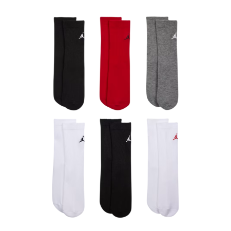 Jordan Kids JDB Everyday Essentials Crew 6 PPack Socks "Gym Red"