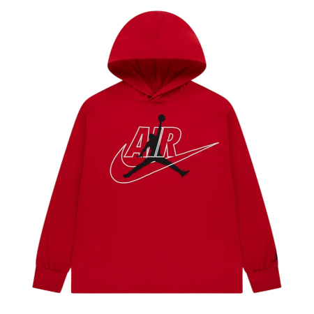 Jordan KIDS JUMPMAN AIR long-sleeved hooded t-shirt "Gym Red"