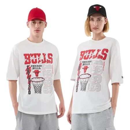 New Era NBA BB Chicago Bulls Script Graphic Oversized T-Shirt "White "